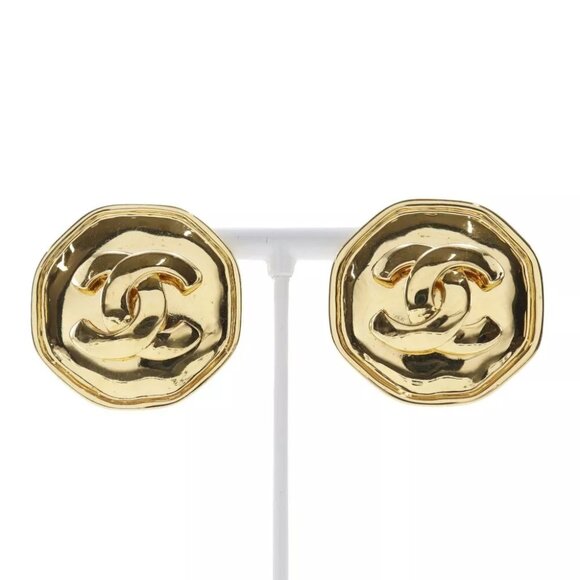 CHANEL COCO Mark Earring vintage Plated Gold 25.5g Women - Picture 1 of 6